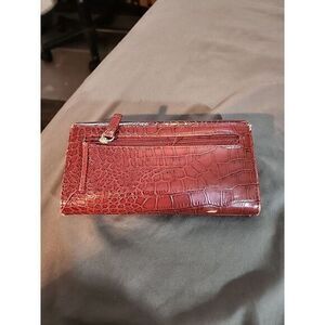 Red Faux Alligator Skin Long Wallet - Clutch Purse ‎ - 8 Inches x 4.5 Inches